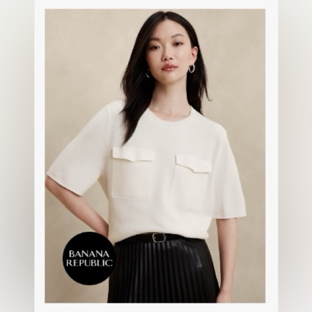 Banana Republic Pocket Sweater T-Shirt, Snow Day XS